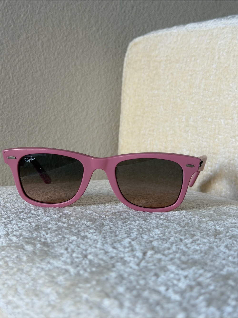 Matte Pink Ray-Ban Wayfarer Sunglasses - Picture 10 of 14